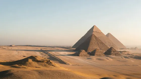 The Giza Pyramids at sunset